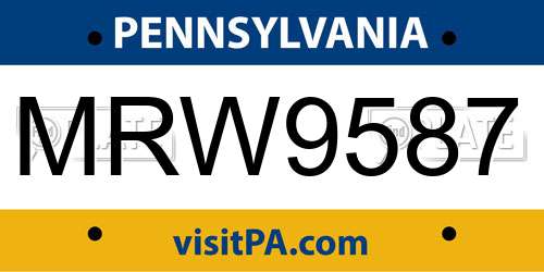 MRW9587 Pennsylvania License Plate