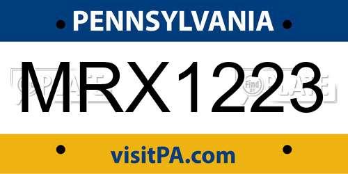MRX1223 Pennsylvania License Plate