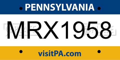 MRX1958 Pennsylvania License Plate
