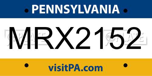 MRX2152 Pennsylvania License Plate