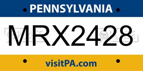 MRX2428 Pennsylvania License Plate