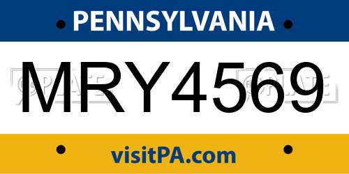 MRY4569 Pennsylvania License Plate