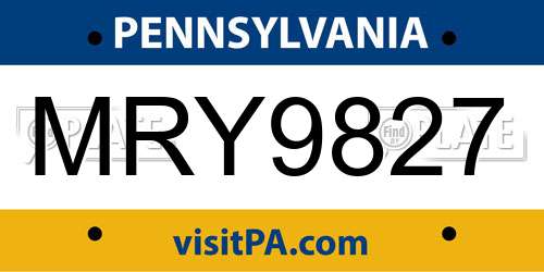MRY9827 Pennsylvania License Plate