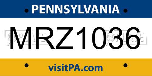MRZ1036 Pennsylvania License Plate
