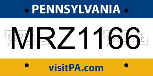 MRZ1166 Pennsylvania License Plate