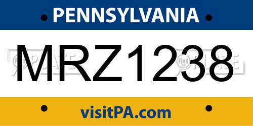 MRZ1238 Pennsylvania License Plate