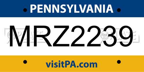 MRZ2239 Pennsylvania License Plate