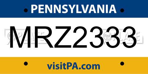 MRZ2333 Pennsylvania License Plate