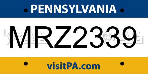 MRZ2339 Pennsylvania License Plate