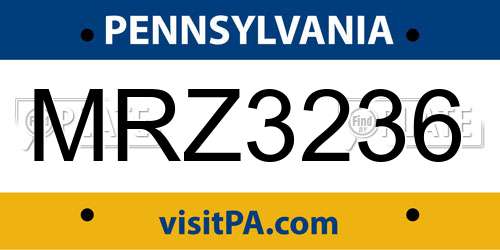 MRZ3236 Pennsylvania License Plate