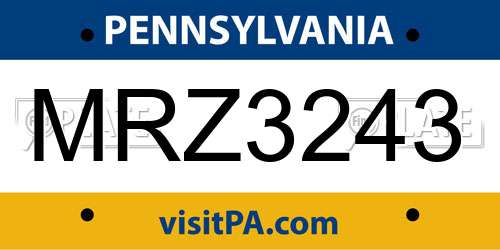 MRZ3243 Pennsylvania License Plate
