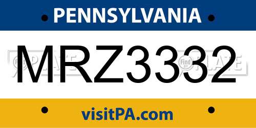 MRZ3332 Pennsylvania License Plate