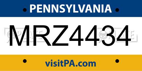 MRZ4434 Pennsylvania License Plate