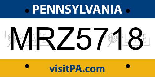 MRZ5718 Pennsylvania License Plate