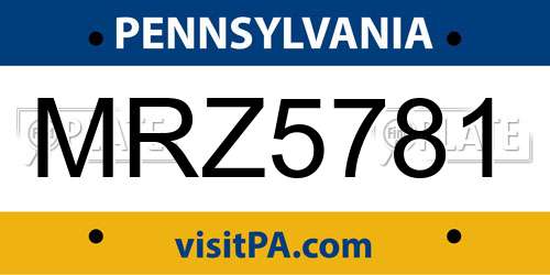 MRZ5781 Pennsylvania License Plate