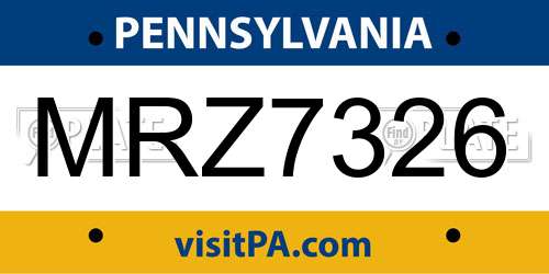 MRZ7326 Pennsylvania License Plate