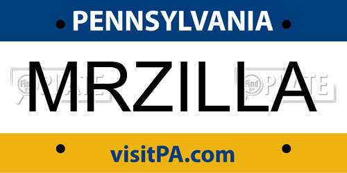 MRZILLA Pennsylvania License Plate