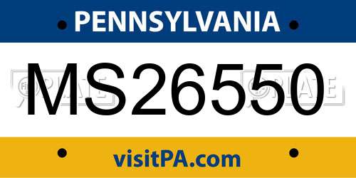 MS26550 Pennsylvania License Plate