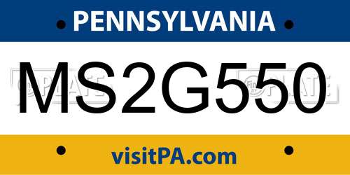 MS2G550 Pennsylvania License Plate