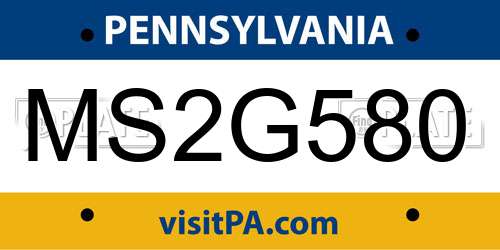 MS2G580 Pennsylvania License Plate