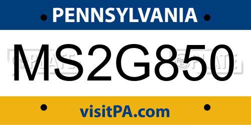MS2G850 Pennsylvania License Plate