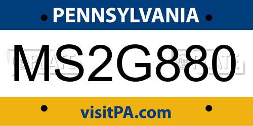 MS2G880 Pennsylvania License Plate