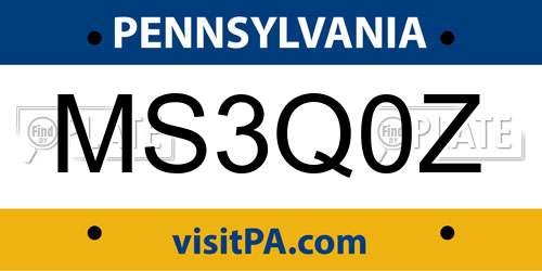 MS3Q0Z Pennsylvania License Plate