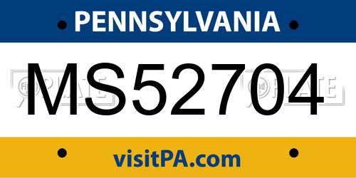 MS52704 Pennsylvania License Plate