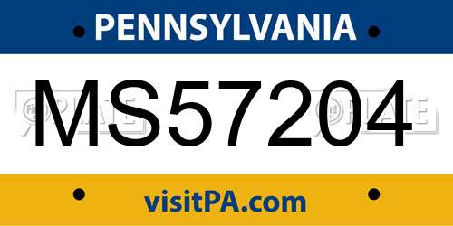 MS57204 Pennsylvania License Plate