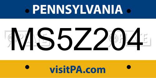 MS5Z204 Pennsylvania License Plate
