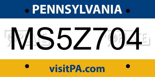MS5Z704 Pennsylvania License Plate
