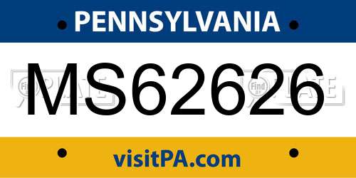 MS62626 Pennsylvania License Plate