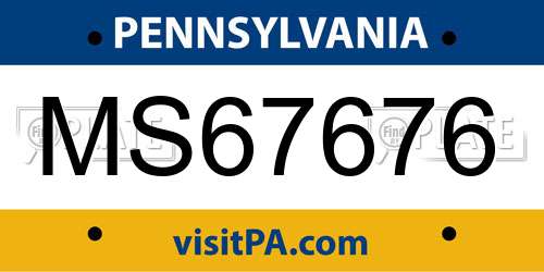 MS67676 Pennsylvania License Plate