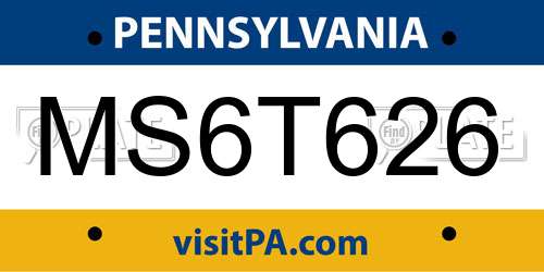 MS6T626 Pennsylvania License Plate
