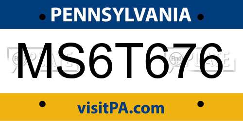 MS6T676 Pennsylvania License Plate