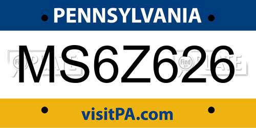 MS6Z626 Pennsylvania License Plate