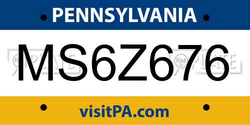 MS6Z676 Pennsylvania License Plate