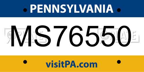 MS76550 Pennsylvania License Plate