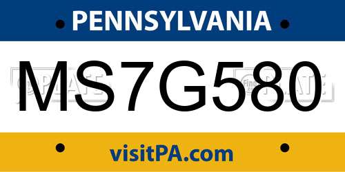 MS7G580 Pennsylvania License Plate