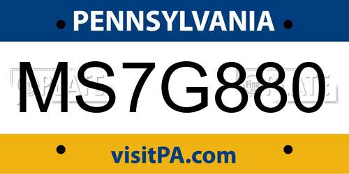 MS7G880 Pennsylvania License Plate