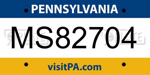 MS82704 Pennsylvania License Plate