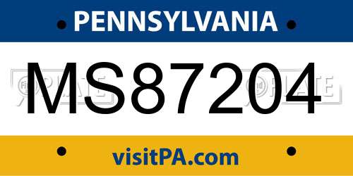 MS87204 Pennsylvania License Plate