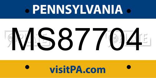 MS87704 Pennsylvania License Plate