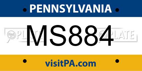 MS884 Pennsylvania License Plate
