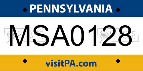 MSA0128 Pennsylvania License Plate