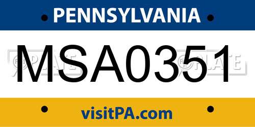 MSA0351 Pennsylvania License Plate