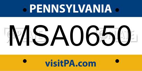MSA0650 Pennsylvania License Plate