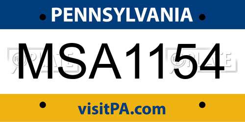 MSA1154 Pennsylvania License Plate