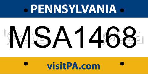 MSA1468 Pennsylvania License Plate