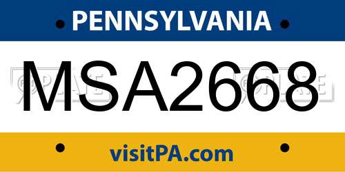 MSA2668 Pennsylvania License Plate